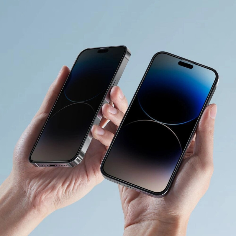 Tech-Protect Anti Spy Glass Pro+ privaatsusklaas karastatud klaas Apple iPhone 17e / 16e / 14 / 13 Pro / 13 jaoks (2 tk), must