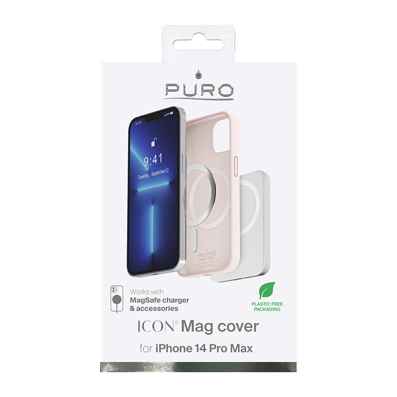 Puro ICON MAG MagSafe silikoonkate Apple iPhone 14 Pro Max-le, tolmuroosa