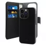 Puro Wallet Detachable MagSafe 2in1 PU-nahast ümbris klapiga ja rahakotiga iPhone 14 Pro Max jaoks, must