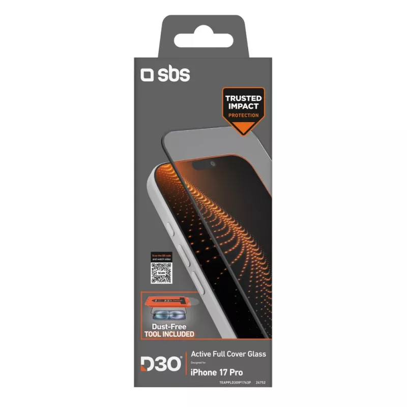 SBS D3O karastatud klaas aplikatsiooniga iPhone 17 Pro jaoks (1 tk)