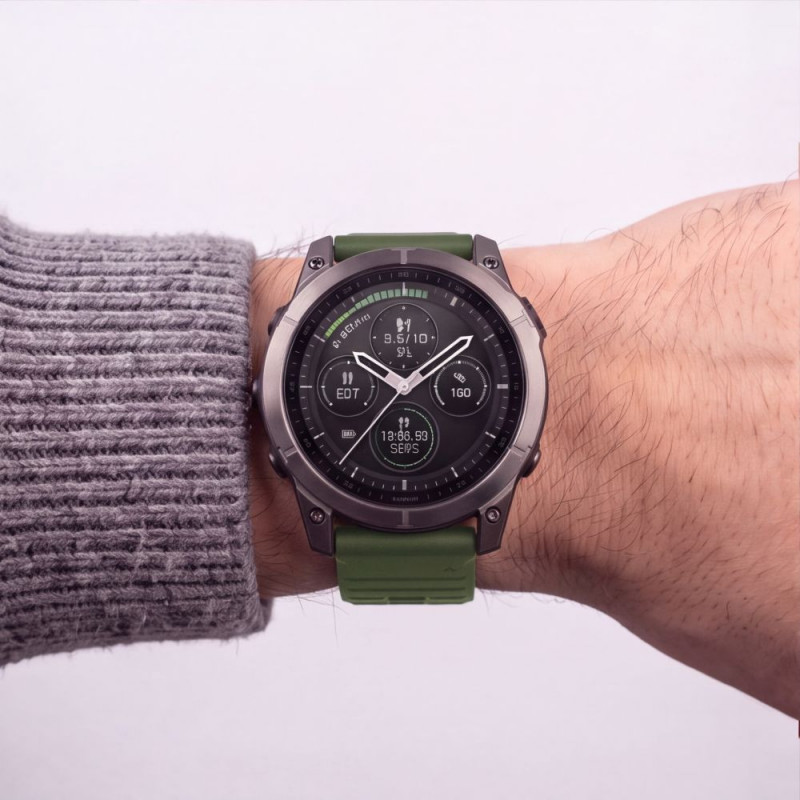 Tech-Protect silikoonist kellarihm Garmin Fenix 5 / 6 / 6 Pro / 7 / 8 / 8 Pro / E / 9 / 9 Pro 51 mm jaoks, Military Green