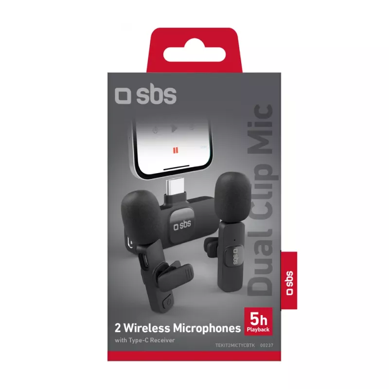 SBS kaelusmikrofonid USB-C vastuvõtjaga (2 tk), must