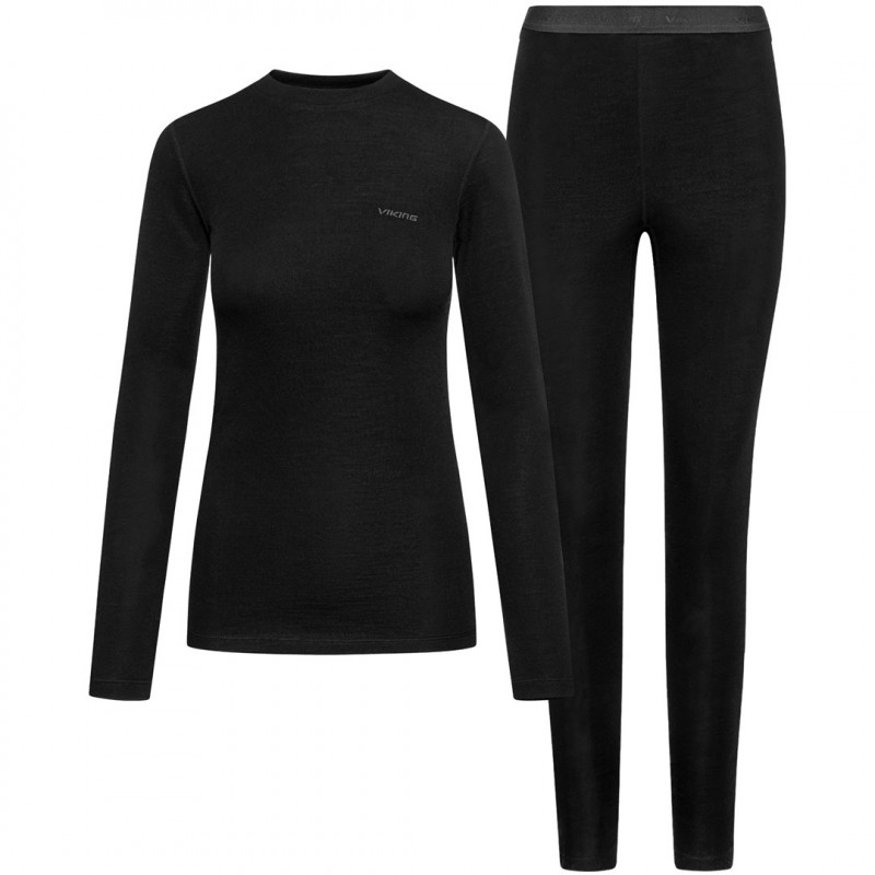 Viking Meriboo Lady Set Merino naiste aluspesukomplekt, must, M