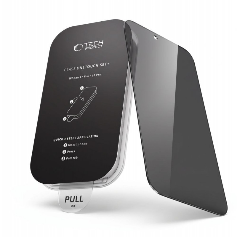 Tech-Protect OneTouch Set Spy+ privaatsusklaasist karastatud kaitseklaas Apple iPhone 18 Pro Max jaoks (2 tk)