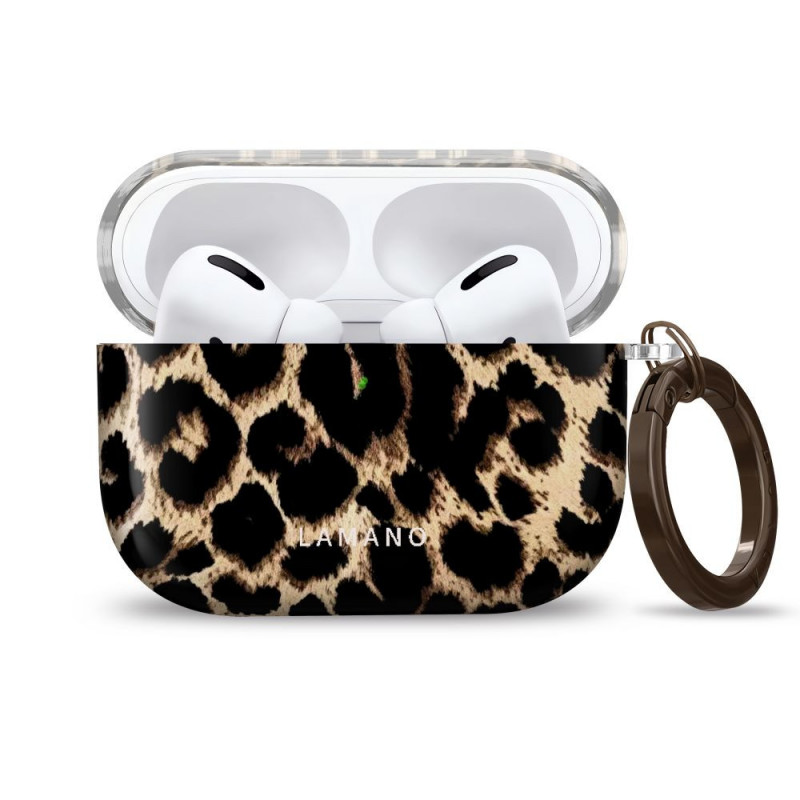 Tech-Protect Lamano ümbris Apple AirPods Pro 3-le karabiiniga, Exotic Touch (must ja pruun)