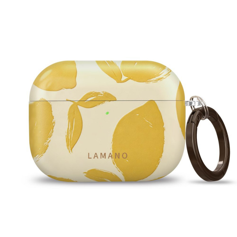Tech-Protect Lamano ümbris Apple AirPods Pro 3 jaoks karabiiniga, Lemon Haze (kollane ja valge)