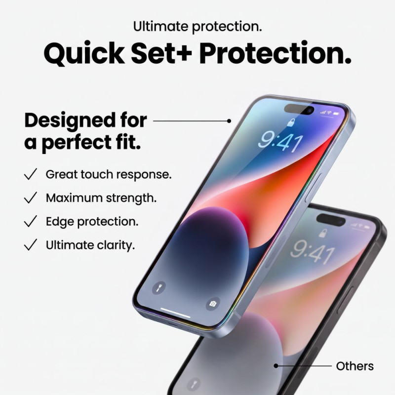 Tech-Protect Quick Set+ karastatud klaas Apple iPhone 17 Pro / 18 Pro jaoks, must (2 tk)