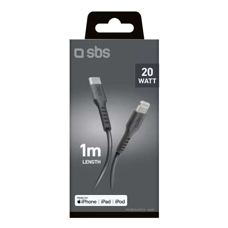 SBS TECABLELIGTC1K USB-C - Lightning kaabel, 1 m, must