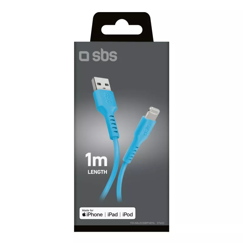 SBS TECABLEUSBIP589A USB-A - Lightning kaabel, 1 m, sinine