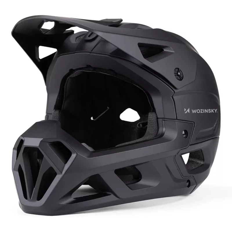 Wozinsky täisnäokaitsega jalgrattakiiver eemaldatava visiiriga, 60-62 cm, must
