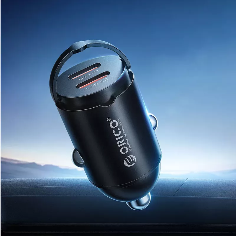 Orico MiniRing MR-30-2C 30W 2x USB-C autolaadija, must