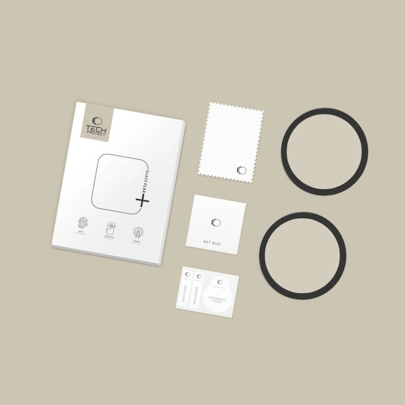 Tech-Protect Glass Flex+ hübriidklaas Garmin Venu 4 41 mm jaoks, must (2 tk)