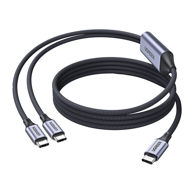UGREEN L533 2in1 USB-C kaabel, USB-C 2x USB-C PD 140W, 2 m, must