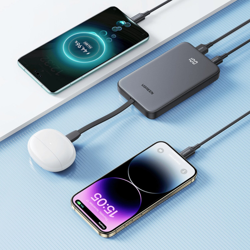 UGREEN PB526 10000mAh 20W akupank sisseehitatud USB-C kaabliga