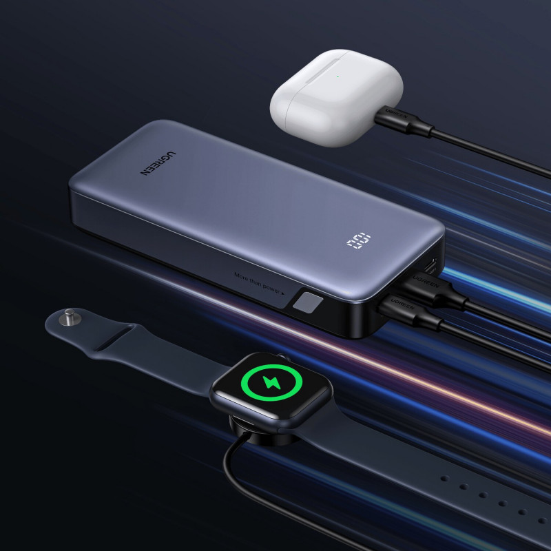 UGREEN PB532 20000mAh 30W kahesuunalise kiirlaadimisega akupank, 2x USB-C, USB-A, hall