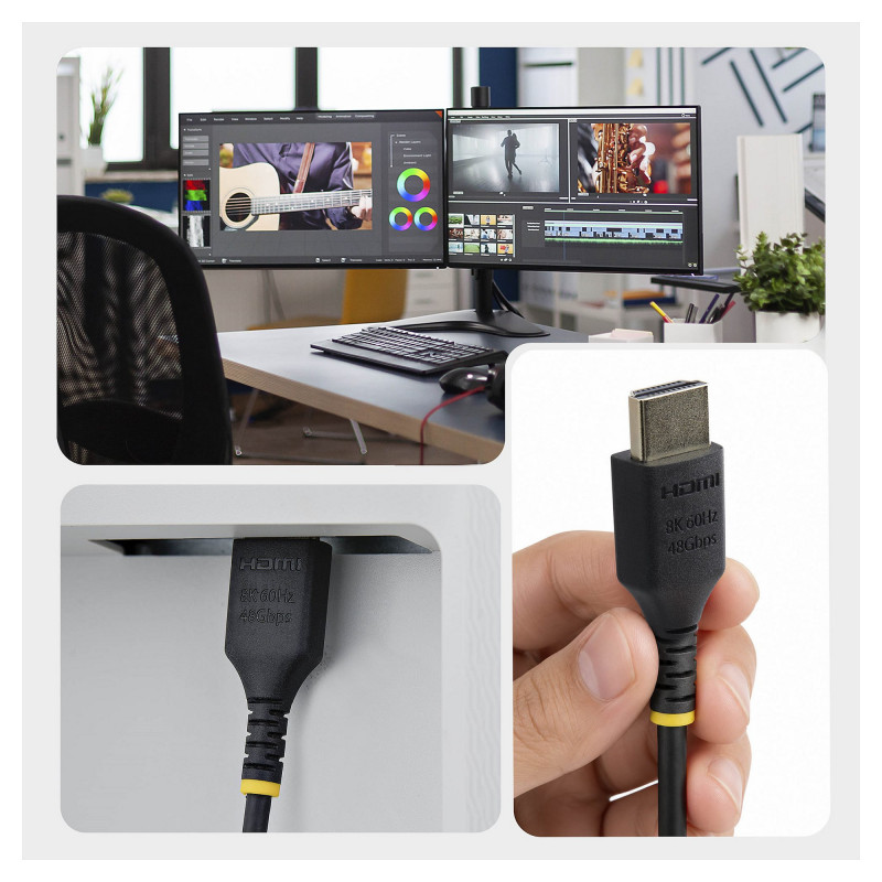 StarTech.com HDMI21-CBL-SLIM-1M Ultra High Speed HDMI 2.1 kaabel, 1 m, must