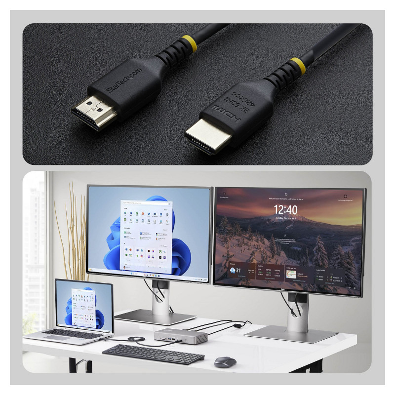 StarTech.com HDMI21-CBL-SLIM-1M Ultra High Speed HDMI 2.1 kaabel, 1 m, must