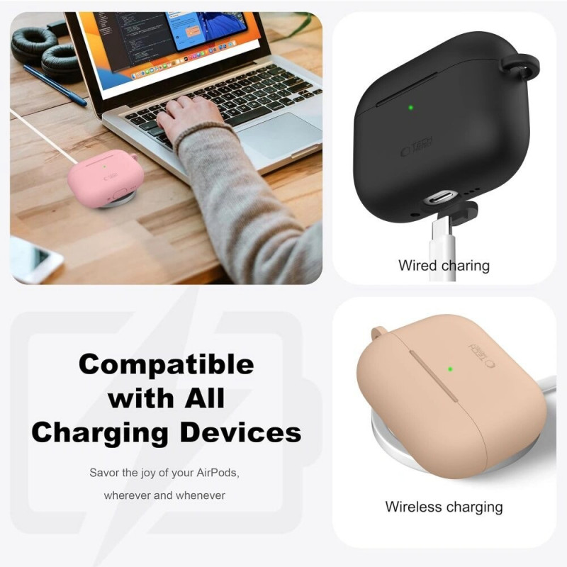 Tech-Protect Silicone Hook silikoonkate Apple AirPods Pro 3-le, Cosmic Orange