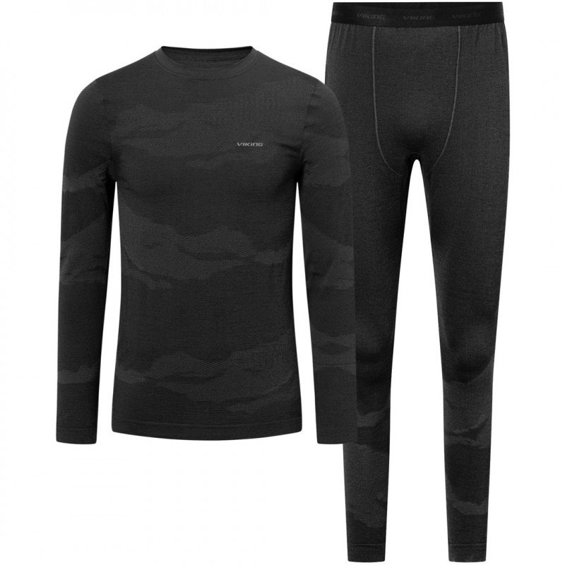 Viking Gasher Man Set Merino meeste aluspesu, must, XL