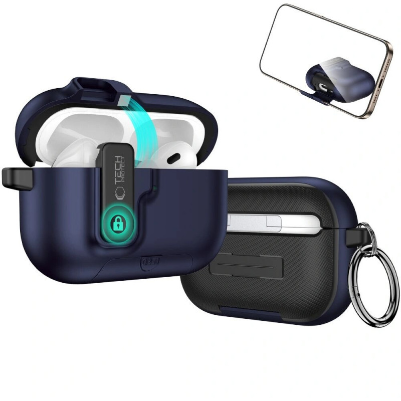 Tech-Protect Slim Hook ümbris Apple AirPods Pro 3-le, tumesinine