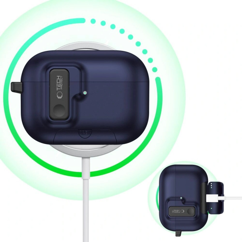 Tech-Protect Slim Hook ümbris Apple AirPods Pro 3-le, tumesinine