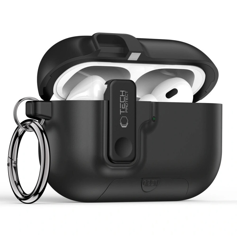 Tech-Protect Slim Hook ümbris Apple AirPods Pro 3-le, must