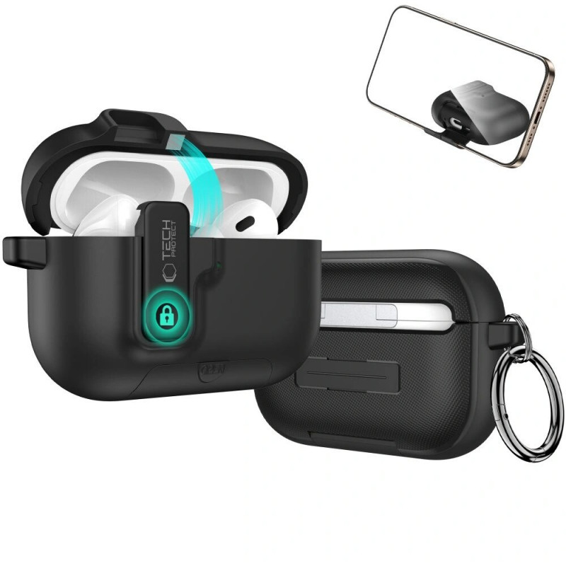 Tech-Protect Slim Hook ümbris Apple AirPods Pro 3-le, must