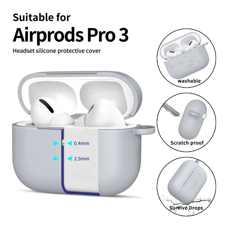Tech-Protect silikoonkate Silicone Hook Apple AirPods Pro 3 jaoks, Crayon Grey