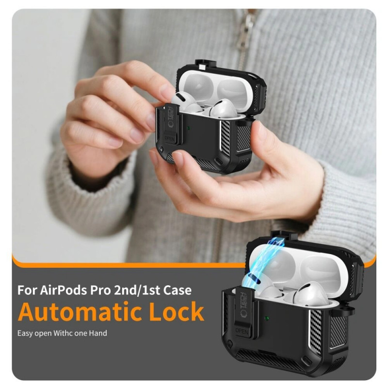 Tech-Protect Carbonox MagSafe ümbris Apple AirPods Pro 3-le, THP4731, must