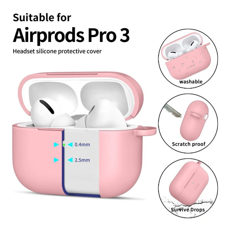 Tech-Protect silikoonkate konksuga Apple AirPods Pro 3 roosa