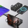 Wozinsky W11-B 10000mAh 10W akupank sisseehitatud kaablite ja taskulambiga, must