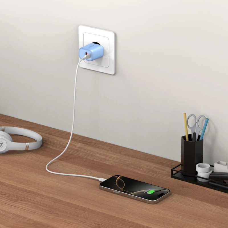 Tech-Protect NCA30 USB-A, USB-C võrgulaadija PD 30W / QC3.0 baby blue