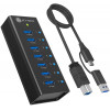 ICY BOX IB-AC618a 7-porti USB 3.2 Gen 2 jaotur, alumiinium, 12 V