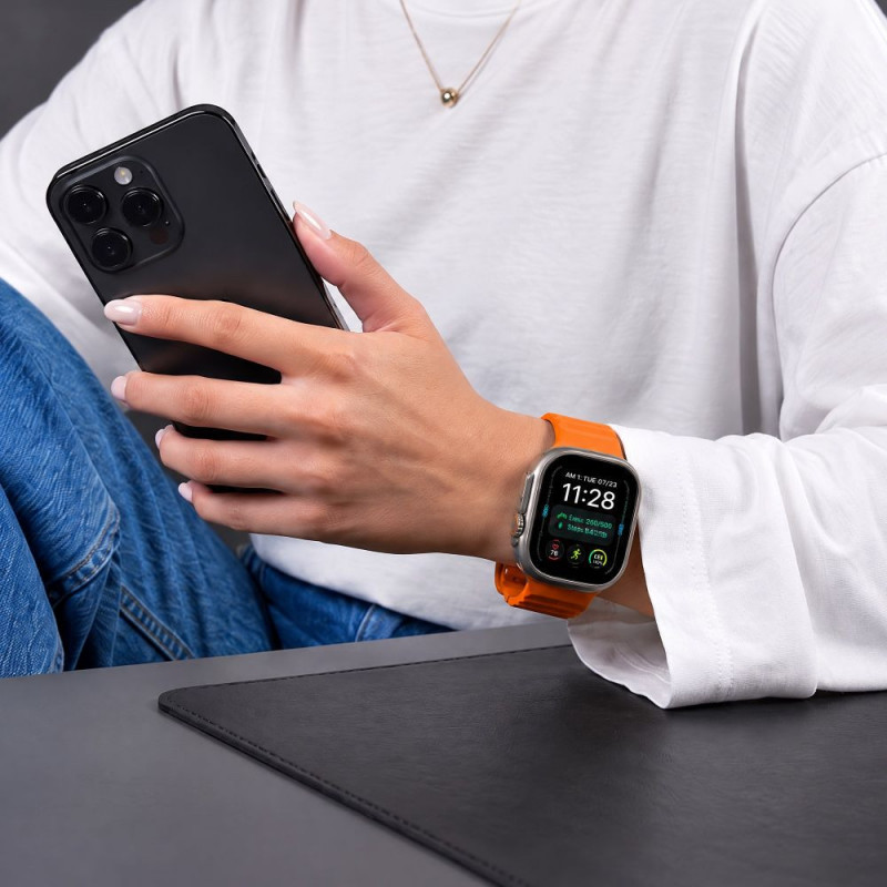 Tech-Protect Silicone Line Apple Watch 8 / 9 / 10 / 11 / 12 / SE / Ultra 44/45/46/49 mm rihm, oranž