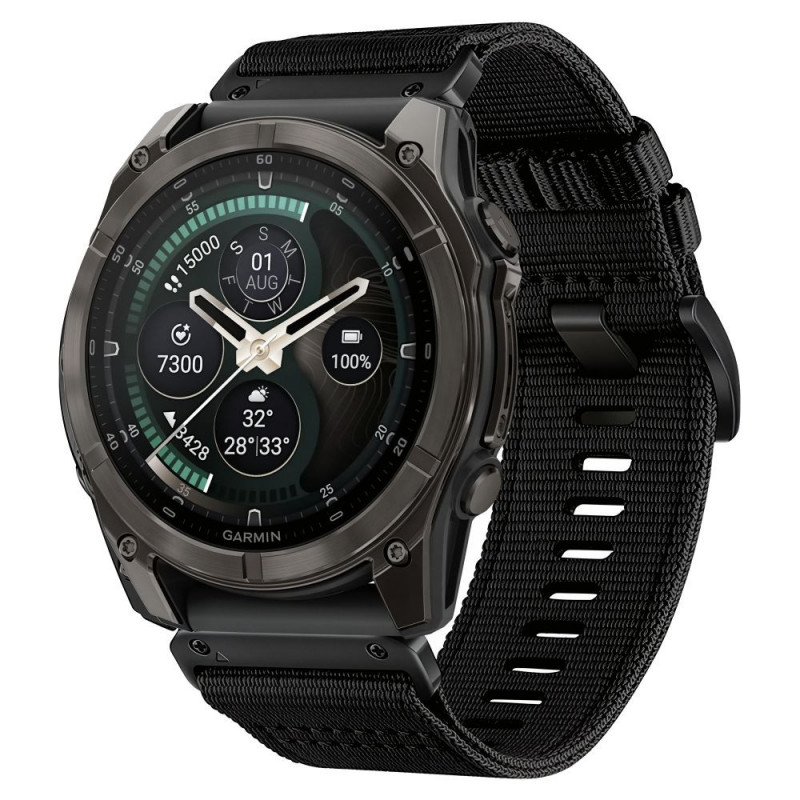 Tech-Protect Nylon Classic kellarihm Garmin Fenix 5X / 5X Plus / 6X / 6X Pro / 7X / 8 / 8 Pro / 9 / 9 Pro 47 mm jaoks, must