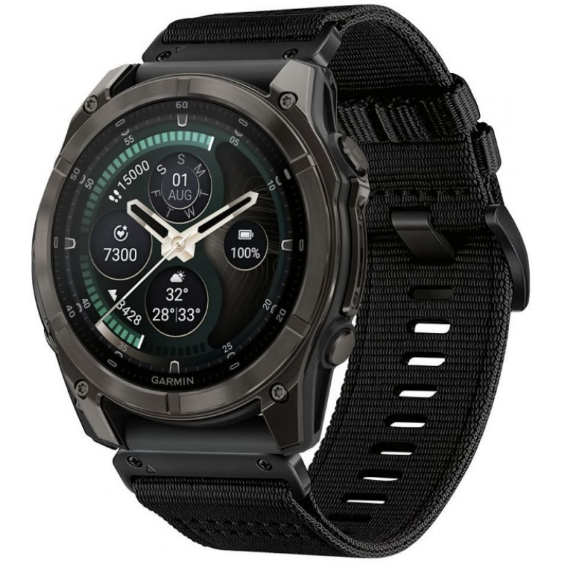 Tech-Protect Nylon Classic kellarihm Garmin Fenix 5X / 5X Plus / 6X / 6X Pro / 7X / 8 / 8 Pro / 9 / 9 Pro 47 mm jaoks, must