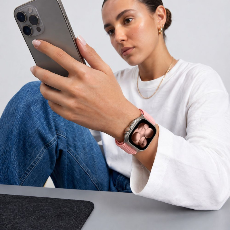 Tech-Protect NylonLoop kellarihm Apple Watch 8 / 9 / 10 / 11 / 12 / SE (40 / 41 / 42 mm), Blush Pink