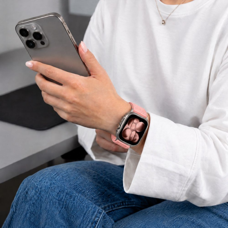 Tech-Protect NylonLoop kellarihm Apple Watch 8 / 9 / 10 / 11 / 12 / SE (40 / 41 / 42 mm), Blush Pink