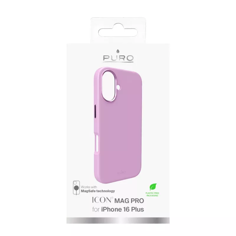 Puro Icon Mag Pro MagSafe silikoonkate iPhone 16 Plus'ile, roosa