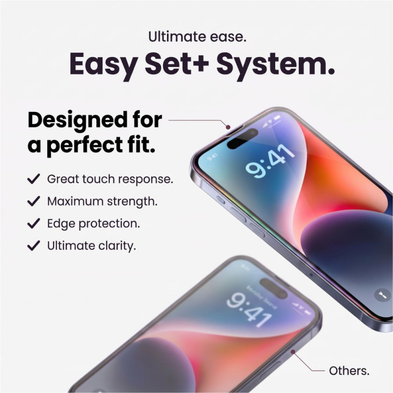 Tech-Protect Easy Set+ karastatud klaasi komplekt Apple iPhone 18 Pro Max ekraanile ja kaamerale, läbipaistev (3 tk)