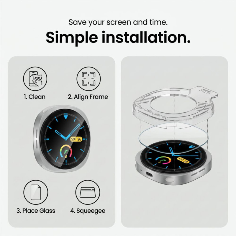 Tech-Protect Easy Set+ karastatud klaas Samsung Galaxy Watch Ultra 2 2026 47 mm jaoks, läbipaistev (2 tk)