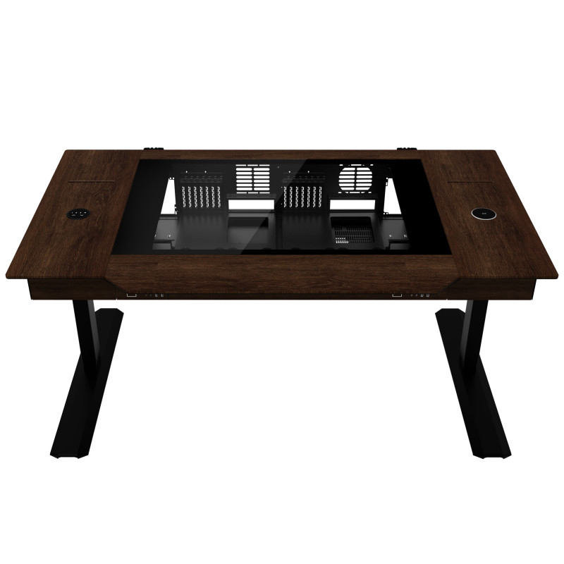 Lian Li DK07 lauakorpus Wood Edition, kahe süsteemi võimekus, 2x E-ATX, reguleeritava kõrgusega, pähkel / must