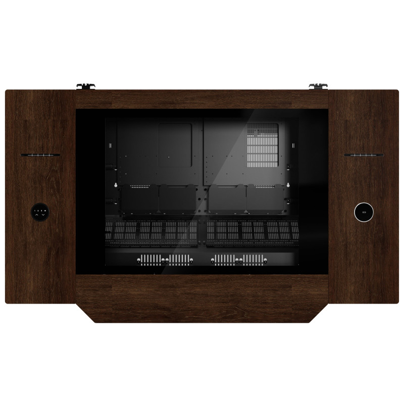 Lian Li DK07 lauakorpus Wood Edition, kahe süsteemi võimekus, 2x E-ATX, reguleeritava kõrgusega, pähkel / must