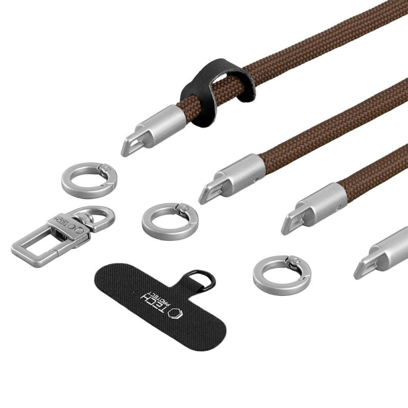 Tech-Protect C10S Rope ristipaela ja randmepaela komplekt, Walnut Brown/Titanium