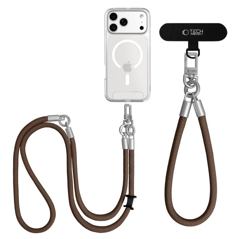 Tech-Protect C10S Rope ristipaela ja randmepaela komplekt, Walnut Brown/Titanium