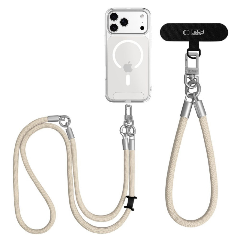 Tech-Protect C10S Rope ristipidine ja randmerihm komplekt, Desert Beige/Titanium