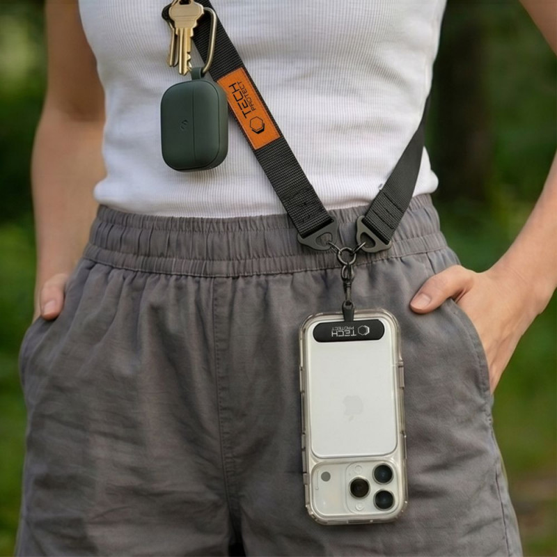 Tech-Protect C9S Rope ristkandmisrihm telefonile, must/oranž