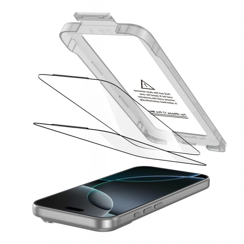 Tech-Protect Quick Set+ karastatud klaasist ekraanikaitse Apple iPhone 17 Pro Max-le, must (2 tk)