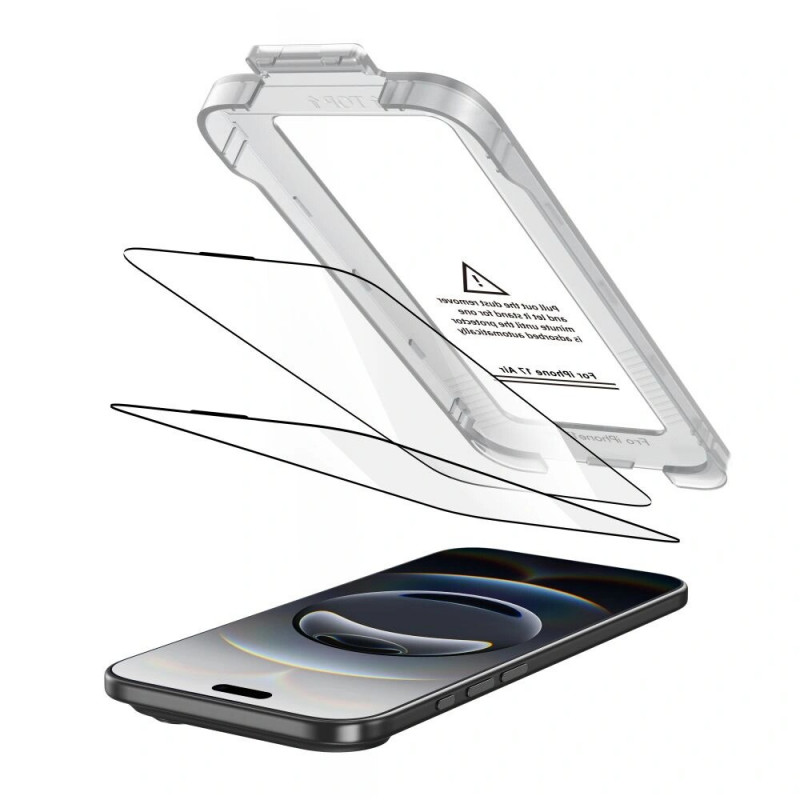 Tech-Protect Quick Set+ karastatud klaasist ekraanikaitse Apple iPhone Air jaoks, must (2 tk)