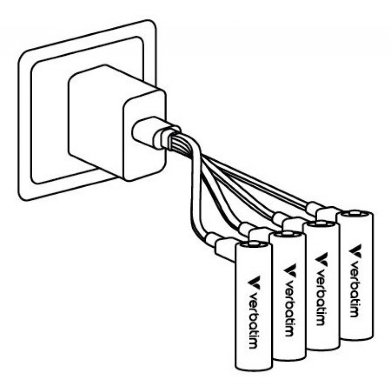 Verbatim 30249 USB-C laetavad patareid Li-ion AA 2100 mAh (4 tk)